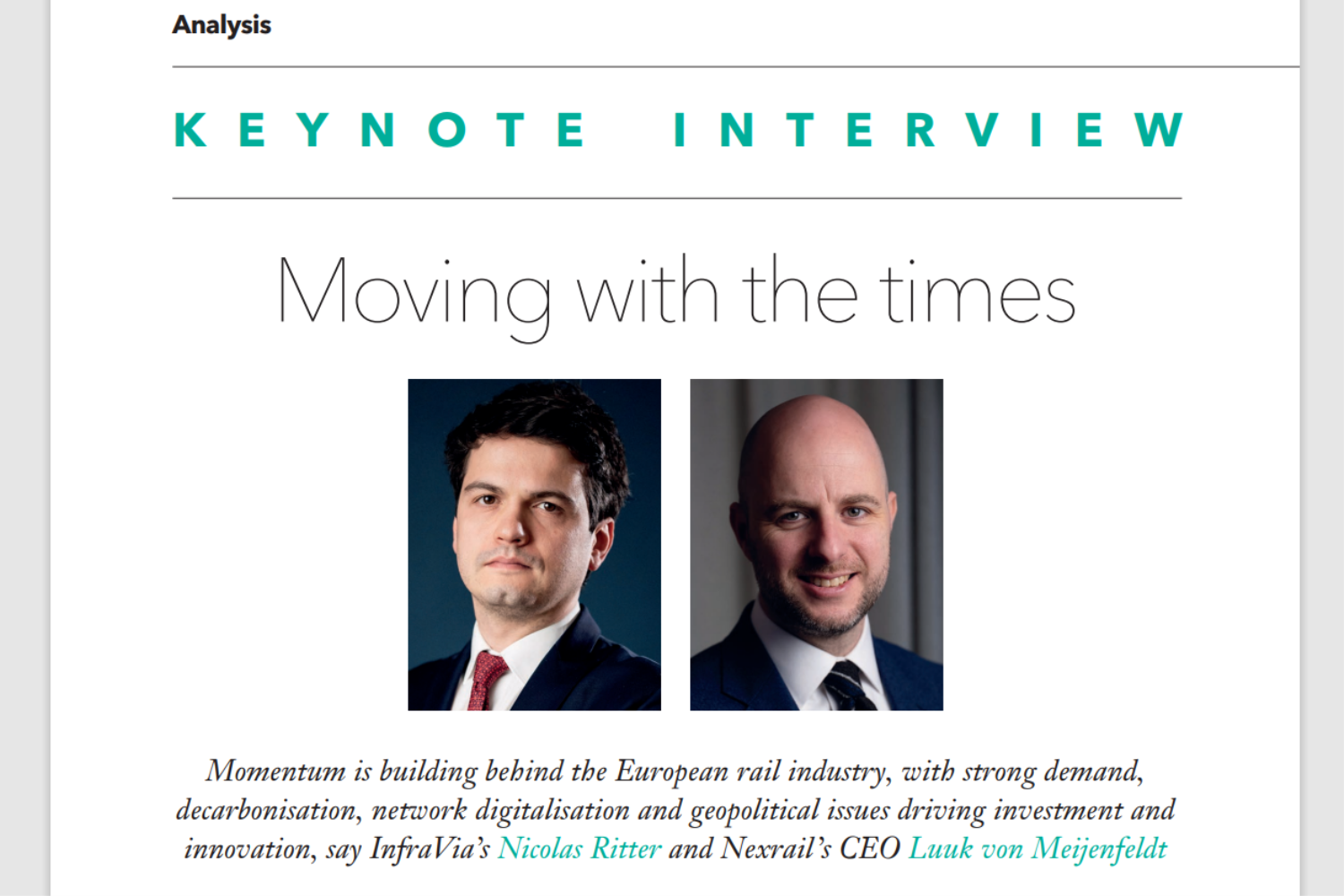  'Co-interview with Infravia Capital Partners' 